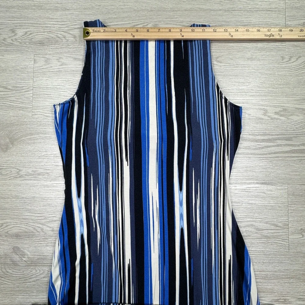 Tommy Bahama Women's Dress Ikat Stripe Blue XS Sleeveless Handkerchief Hem - Picture 5 of 8